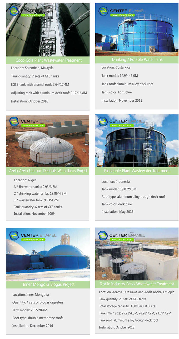 18000М3 Стеклянные стальные промышленных резервуаров для хранения биогаза 0