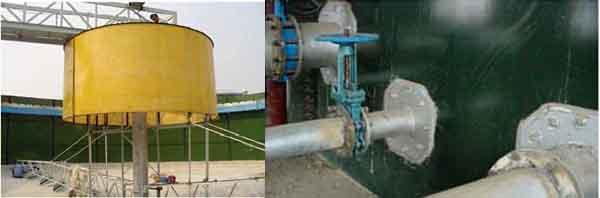 Зелёные резервуары для хранения отработанной воды от реактора EGSB 0